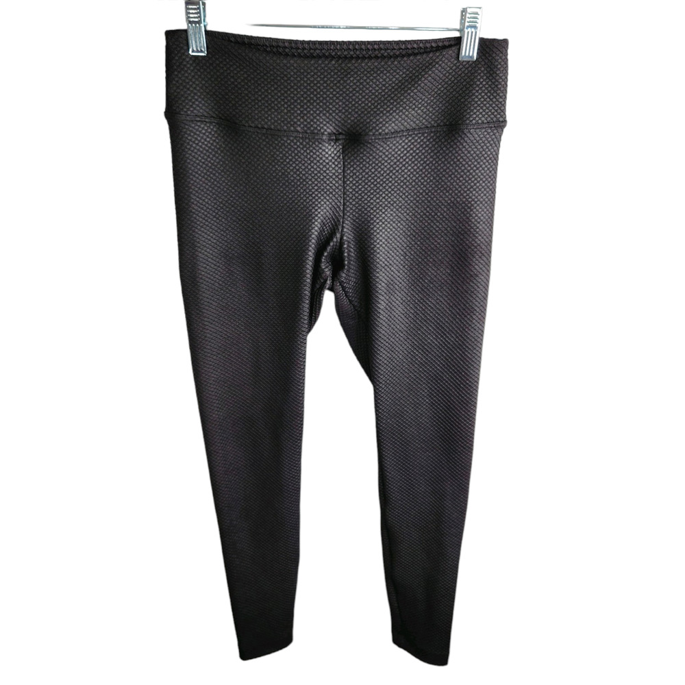 Koral Mid Rise Crop Textured‎ Leggings Black Womens Size Medium